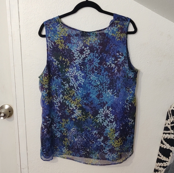 Coldwater Creek Blue Purple Floral Sleeveless Blouse - Picture 2 of 10